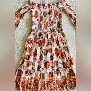 Bare shoulders dress bohemian dress